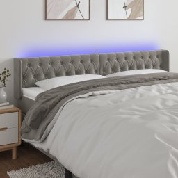 Gossi tablie de pat cu led, gri deschis, 183x16x78/88 cm, catifea