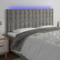 Gossi tablie de pat cu led, gri deschis, 200x5x118/128 cm, catifea