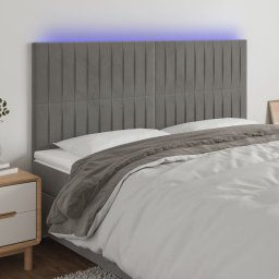 Gossi tablie de pat cu led, gri deschis, 200x5x118/128 cm, catifea