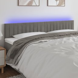 Gossi tablie de pat cu led, gri deschis, 200x5x78/88 cm, catifea
