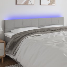 Gossi tablie de pat cu led, gri deschis, 200x5x78/88 cm, textil