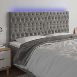Gossi tablie de pat cu led, gri deschis, 200x7x118/128 cm, catifea