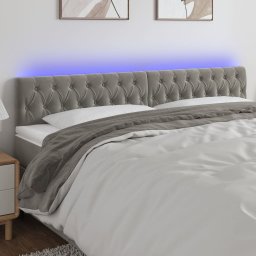 Gossi tablie de pat cu led, gri deschis, 200x7x78/88 cm, catifea