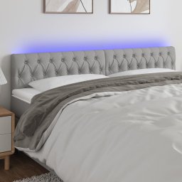 Gossi tablie de pat cu led, gri deschis, 200x7x78/88 cm, textil