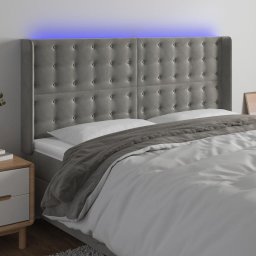 Gossi tablie de pat cu led, gri deschis, 203x16x118/128 cm, catifea