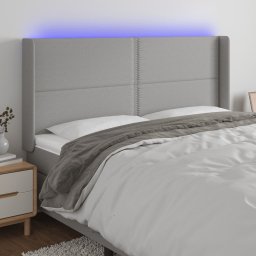 Gossi tablie de pat cu led, gri deschis, 203x16x118/128 cm, textil