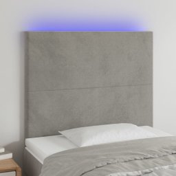 Gossi tablie de pat cu led, gri deschis, 80x5x118/128 cm, catifea