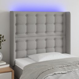 Gossi tablie de pat cu led, gri deschis, 83x16x118/128 cm, textil