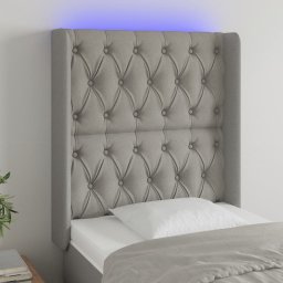 Gossi tablie de pat cu led, gri deschis, 83x16x118/128 cm, textil