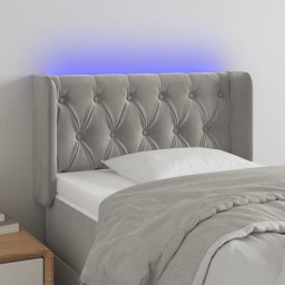 Gossi tablie de pat cu led, gri deschis, 83x16x78/88 cm, catifea