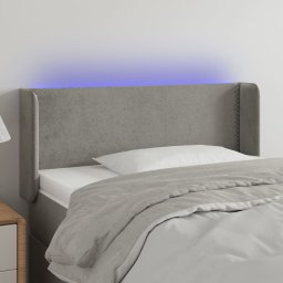 Gossi tablie de pat cu led, gri deschis, 83x16x78/88 cm, catifea