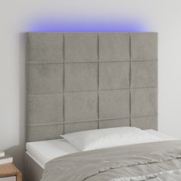 Gossi tablie de pat cu led, gri deschis, 90x5x118/128 cm, catifea