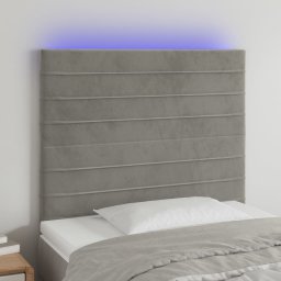 Gossi tablie de pat cu led, gri deschis, 90x5x118/128 cm, catifea