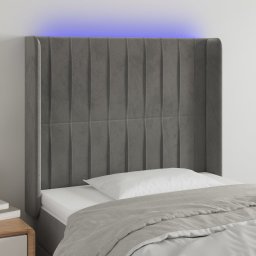 Gossi tablie de pat cu led, gri deschis, 93x16x118/128 cm, catifea