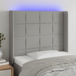 Gossi tablie de pat cu led, gri deschis, 93x16x118/128 cm, textil