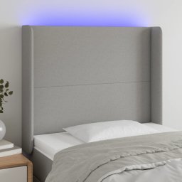 Gossi tablie de pat cu led, gri deschis, 93x16x118/128 cm, textil
