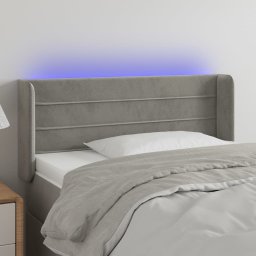 Gossi tablie de pat cu led, gri deschis, 93x16x78/88 cm, catifea