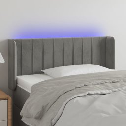 Gossi tablie de pat cu led, gri deschis, 93x16x78/88 cm, catifea