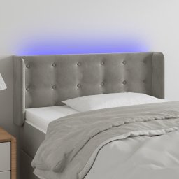 Gossi tablie de pat cu led, gri deschis, 93x16x78/88 cm, catifea