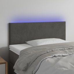 Gossi tablie de pat cu led, gri inchis, 100x5x78/88 cm, catifea