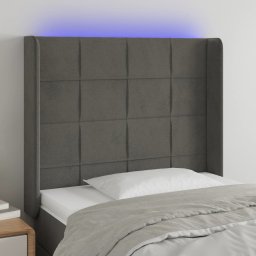 Gossi tablie de pat cu led, gri inchis, 103x16x118/128 cm, catifea