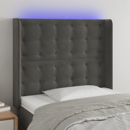 Gossi tablie de pat cu led, gri inchis, 103x16x118/128 cm, catifea
