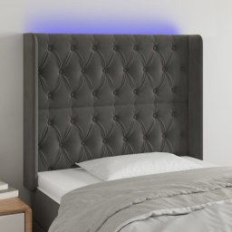 Gossi tablie de pat cu led, gri inchis, 103x16x118/128 cm, catifea