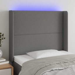 Gossi tablie de pat cu led, gri inchis, 103x16x118/128 cm, textil