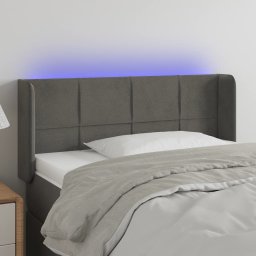 Gossi tablie de pat cu led, gri inchis, 103x16x78/88 cm, catifea