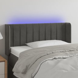 Gossi tablie de pat cu led, gri inchis, 103x16x78/88 cm, catifea
