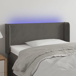 Gossi tablie de pat cu led, gri inchis, 103x16x78/88 cm, catifea