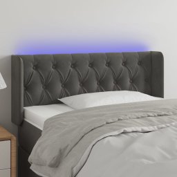 Gossi tablie de pat cu led, gri inchis, 103x16x78/88 cm, catifea