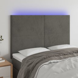 Gossi tablie de pat cu led, gri inchis, 144x5x118/128 cm, catifea