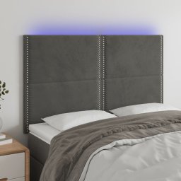 Gossi tablie de pat cu led, gri inchis, 144x5x118/128 cm, catifea