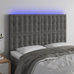 Gossi tablie de pat cu led, gri inchis, 144x5x118/128 cm, catifea