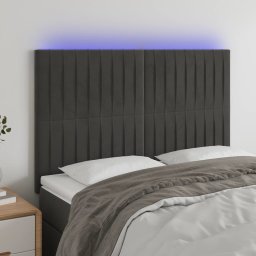 Gossi tablie de pat cu led, gri inchis, 144x5x118/128 cm, catifea