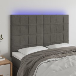 Gossi tablie de pat cu led, gri inchis, 144x5x118/128 cm, catifea
