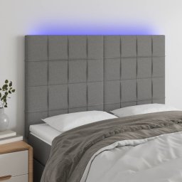 Gossi tablie de pat cu led, gri inchis, 144x5x118/128 cm, textil