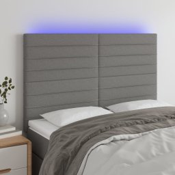 Gossi tablie de pat cu led, gri inchis, 144x5x118/128 cm, textil