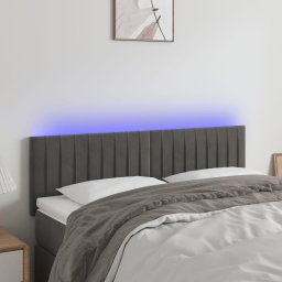 Gossi tablie de pat cu led, gri inchis, 144x5x78/88 cm, catifea