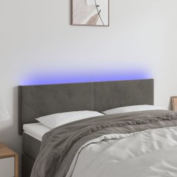 Gossi tablie de pat cu led, gri inchis, 144x5x78/88 cm, catifea