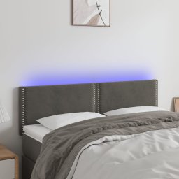Gossi tablie de pat cu led, gri inchis, 144x5x78/88 cm, catifea