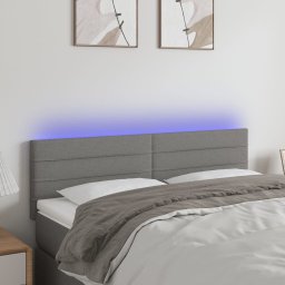 Gossi tablie de pat cu led, gri inchis, 144x5x78/88 cm, textil