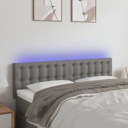 Gossi tablie de pat cu led, gri inchis, 144x5x78/88 cm, textil
