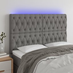 Gossi tablie de pat cu led, gri inchis, 144x7x118/128 cm, textil