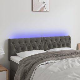 Gossi tablie de pat cu led, gri inchis, 144x7x78/88 cm, catifea