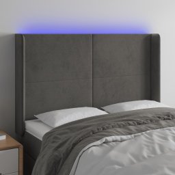Gossi tablie de pat cu led, gri inchis, 147x16x118/128 cm, catifea