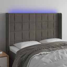 Gossi tablie de pat cu led, gri inchis, 147x16x118/128 cm, catifea
