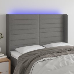 Gossi tablie de pat cu led, gri inchis, 147x16x118/128 cm, textil