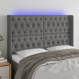 Gossi tablie de pat cu led, gri inchis, 147x16x118/128 cm, textil